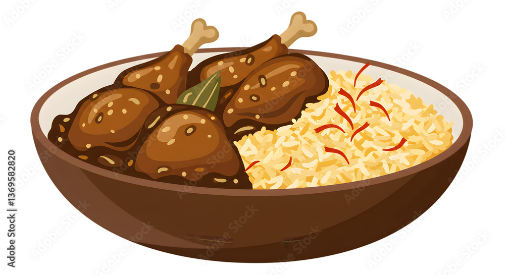 Fototapeta premium Spicy Chicken And Rice Dish In A Bowl