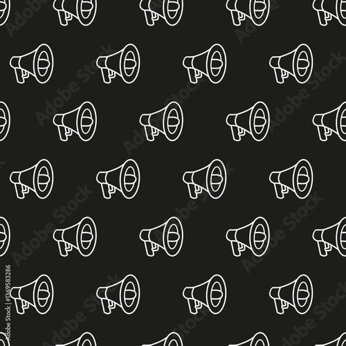 Megaphones Madness Mania in Night Seamless Vector can be use for background and apparel design