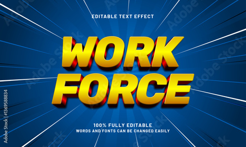 work force editable text effect with a football and team text style