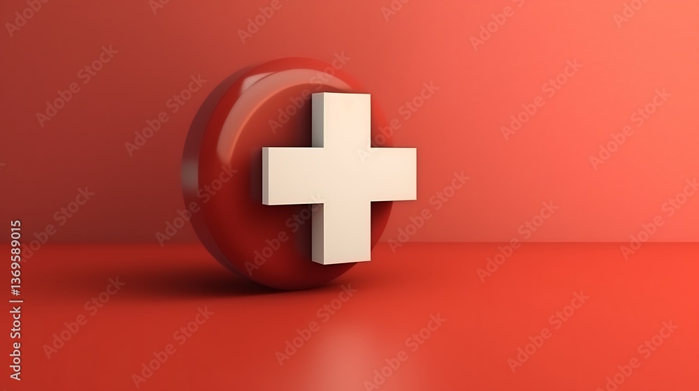 Obraz premium Red Circle Background Featuring A White Cross Symbol