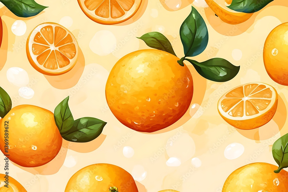 Fresh oranges illustration pattern design for food and drink themed background use Fresh oranges illustration pattern design for food and drink themed background use