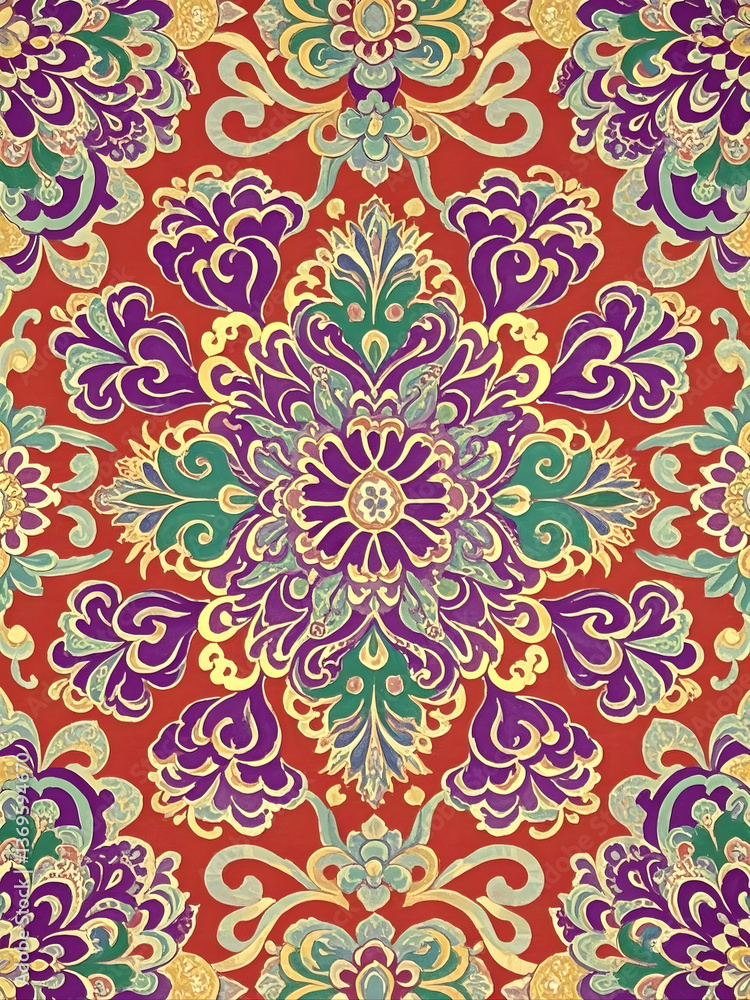 Korean Art Seamless Patterns- Traditional Korean Allover Fabric Print Korean Art Seamless Patterns- Traditional Korean Allover Fabric Print