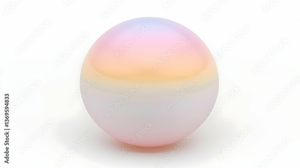 Obraz premium A smooth, iridescent sphere with pastel colors against a white background.