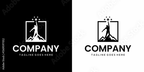 vector logo of person on top reaching for the star