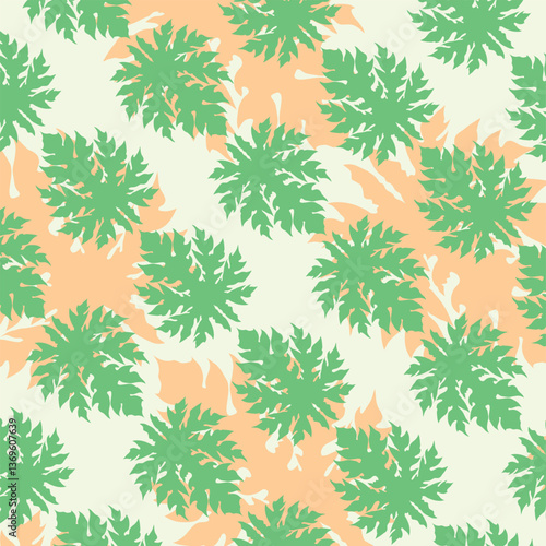 colorful overlapping papaya leaf simple flat pattern design