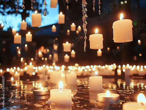 Floating Candles at Night