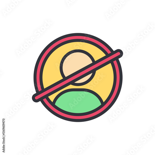 Blocked user colored icons, minimalist vector illustration ,simple transparent graphic element .Isolated on white background