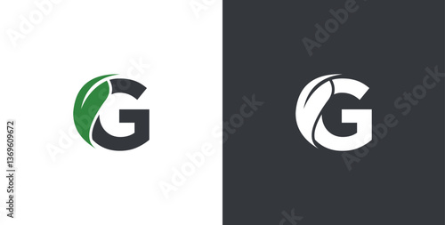 initial letter G with leaf logo design. nature leaf logo vector illustration