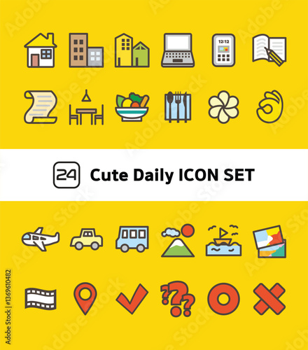 Cute Daily life icon set