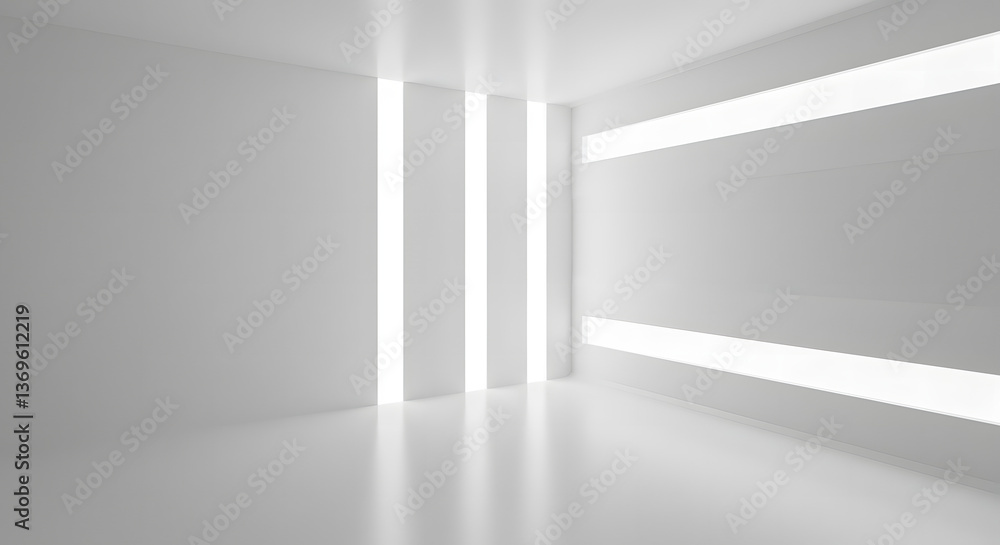 Minimalist Room with Vertical and Horizontal LED Light Strips Minimalist Room with Vertical and Horizontal LED Light Strips
