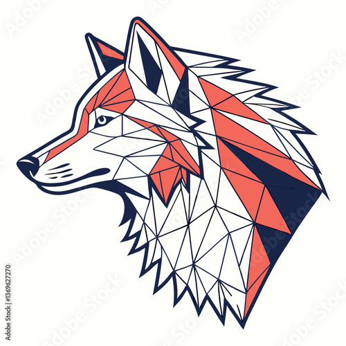 Modern Geometric Vector Illustration of a Polygonal Wolf Head in Vibrant Colors