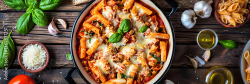 Wallpaper Mural Delicious Baked Pasta - Authentic Italian Ziti Pasta Dish With Ground Meat, Tomato Sauce and Melted Cheese Torontodigital.ca