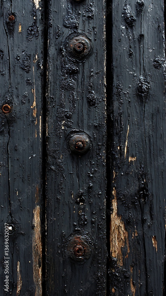 Fototapeta premium Black Weathered Wooden Plank Texture.
