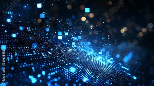 Wallpaper Mural Mesmerizing Glow of Particles Amidst a Deep Blue Canvas Torontodigital.ca