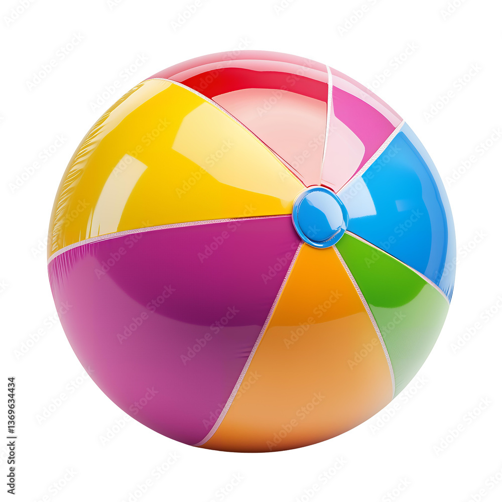 Obraz premium A colorful beach ball with a transparent background, perfect for summer concept designs, vacation brochures, and travel advertising