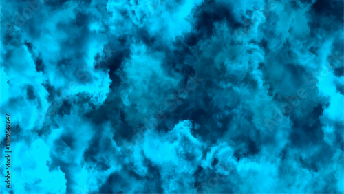 Blue sky with white cloud. beautiful nature in the morning. Dark grunge blue concrete. Dark blue horror scary background. Watercolor art background. Blue, turquoise sea, water, ocean