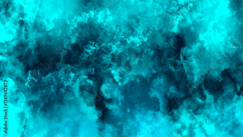 Blue sky with white cloud. beautiful nature in the morning. Dark grunge blue concrete. Dark blue horror scary background. Watercolor art background. Blue, turquoise sea, water, ocean