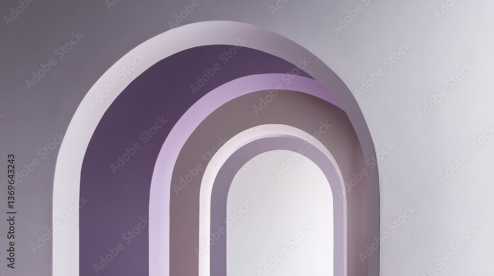 Fototapeta premium Elegant muted lavender and gray arcs create a serene abstract composition in minimalist design