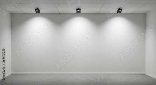 Wallpaper Mural Minimalist White Gallery Wall with Spotlights for Exhibition Display Torontodigital.ca