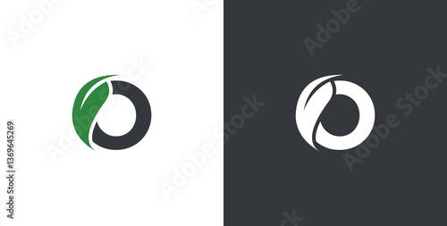 initial letter o with leaf logo design. nature leaf logo vector illustration