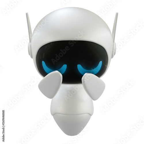 Artificial intelligence personal assistant robot with a crying gesture. Mini robot 3d character.