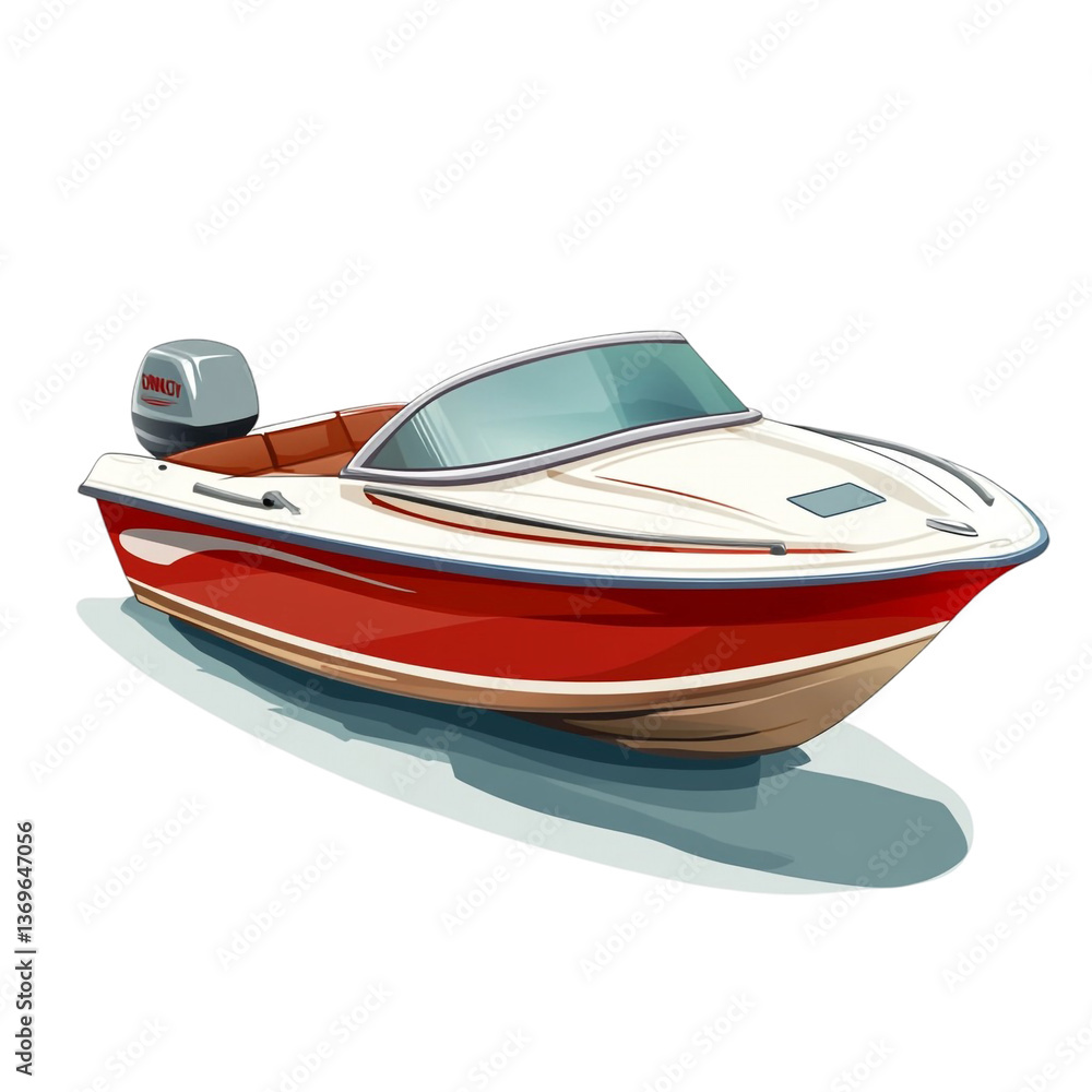 Red and White Speedboat on Water Summer Fun Motorboat Red and White Speedboat on Water Summer Fun Motorboat
