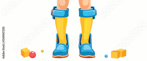Child's colorful leg braces supporting playfulness and mobility