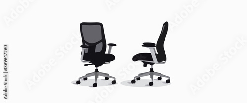 Ergonomic office chair design in black mesh, optimal comfort