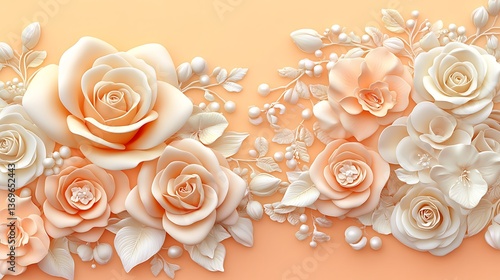 Elegant floral arrangement of flowers in different pastel shades