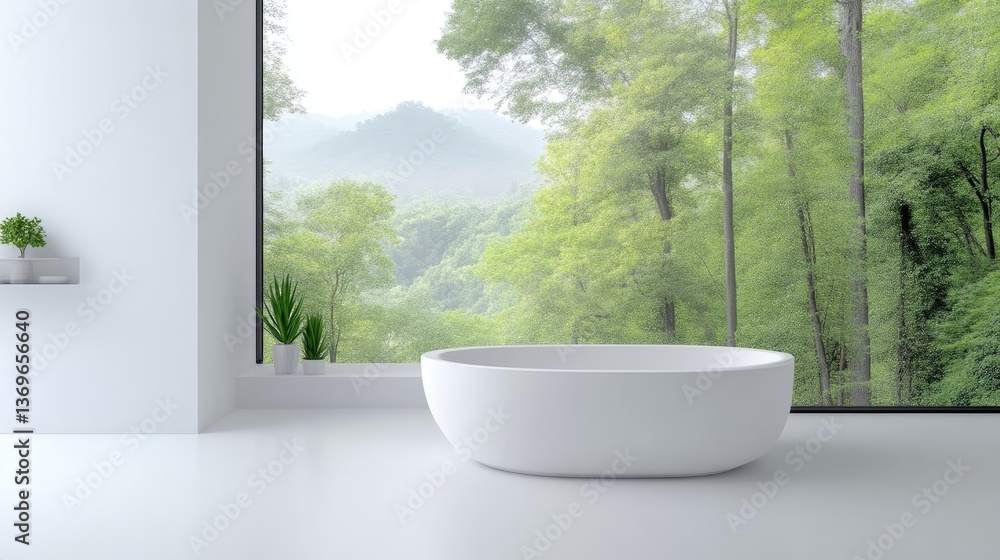 Fototapeta premium Modern bathroom with a tranquil view