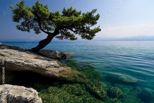 A vintage-style travel poster of Thassos, featuring its beautiful coastline and classic Greek typography