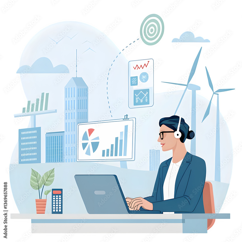 business man with laptop and graphs business man with laptop and graphs