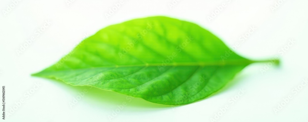 Fototapeta premium Green leaf isolated on white background with soft focus effect, green, flora