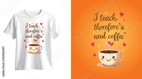 I Teach Therefore I Need Coffee - Teacher's Gift T-Shirt