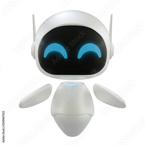 Personal assistant robot. Mini robot 3d character.