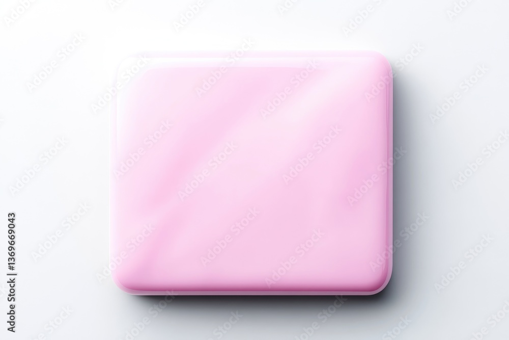 A soft, pastel pink square object, smooth and glossy A soft, pastel pink square object, smooth and glossy