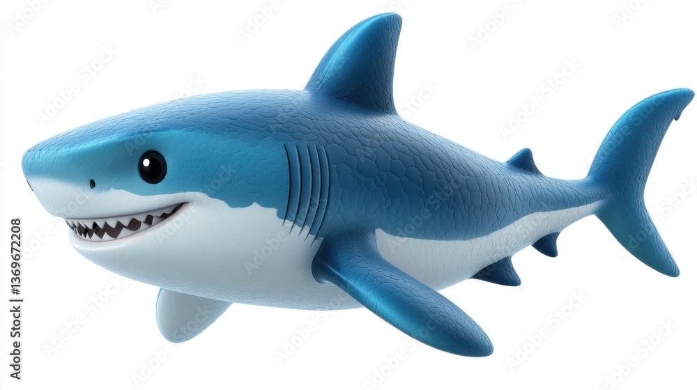 Obraz premium Blue Shark 3D Inflatable Accessory in PNG for Animal and Summer Themes