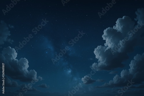 Starry night sky with dramatic clouds