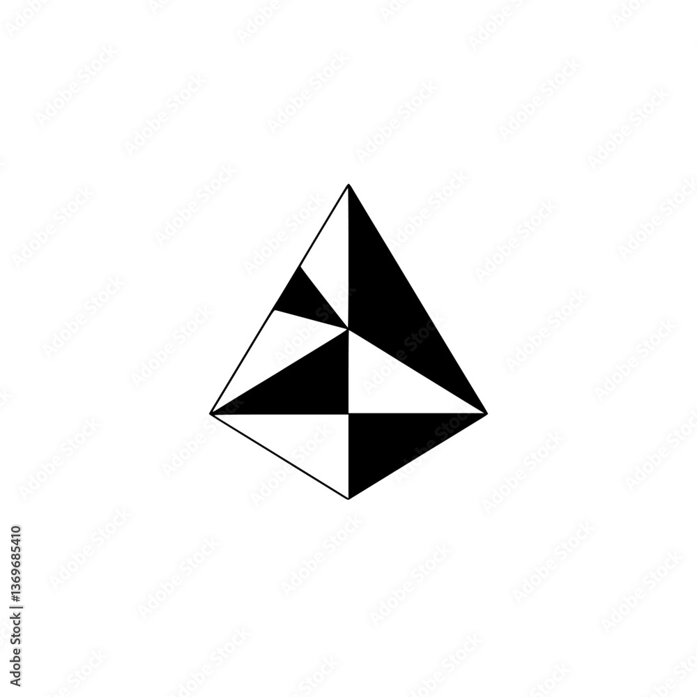 Abstract Geometric Pyramid Logo in Black and White Abstract Geometric Pyramid Logo in Black and White