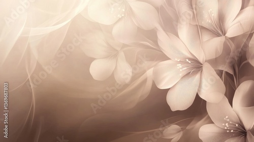 Soft brown background with subtle pink floral patterns, elegant and soothing