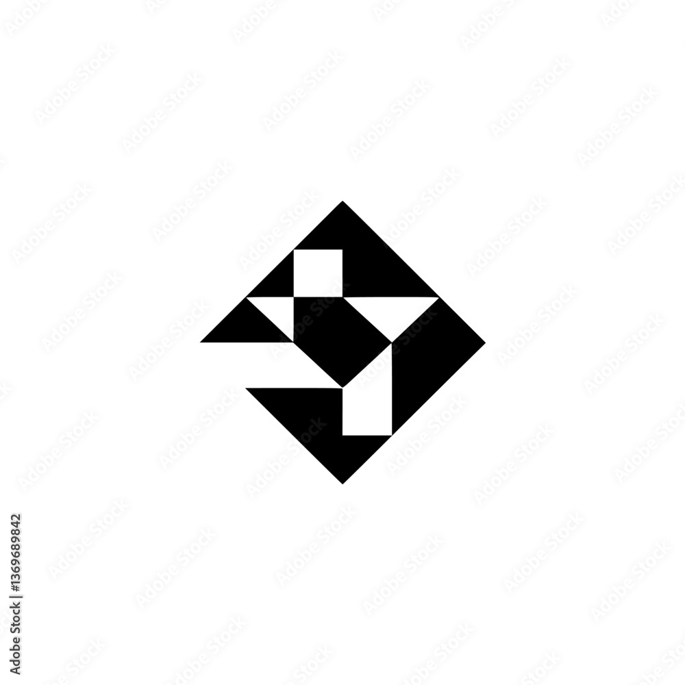 Abstract Geometric Black and White Logo Design Abstract Geometric Black and White Logo Design