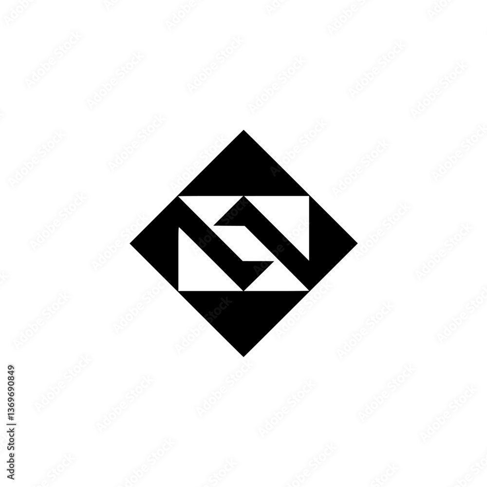 Fototapeta premium Minimalist Abstract Logo: Interlocking Shapes and Negative Space