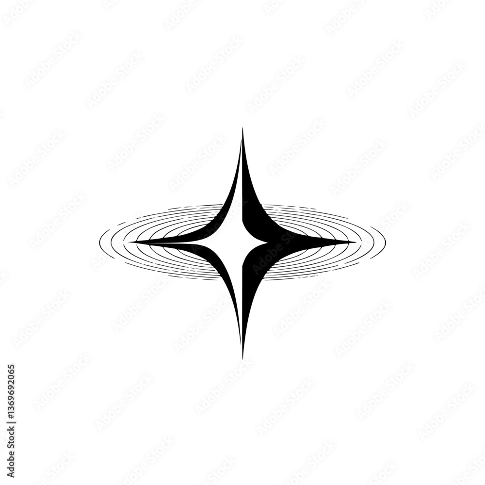 Geometric Starburst with Concentric Rings - Minimalist Design Geometric Starburst with Concentric Rings - Minimalist Design