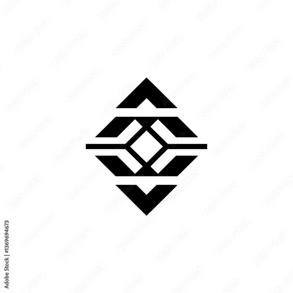 Abstract Geometric Logo Element: Black Diamond Design on White Background Abstract Geometric Logo Element: Black Diamond Design on White Background