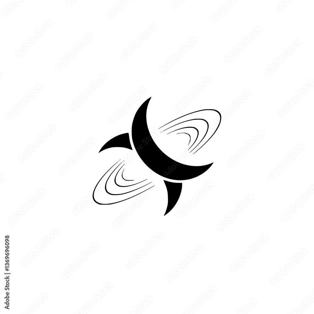 Abstract Black Starburst Logo on White Background, Vector Icon Abstract Black Starburst Logo on White Background, Vector Icon