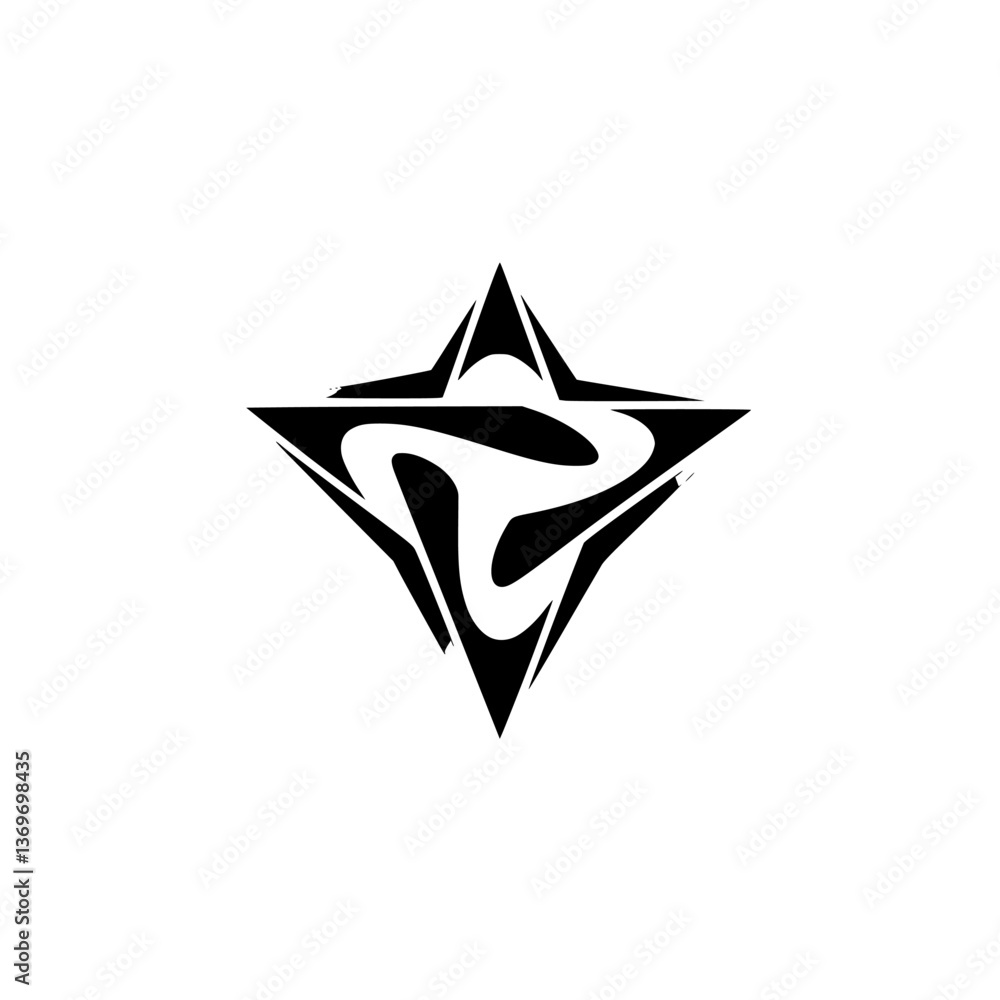 Geometric Abstract Star Logo Design, Black and White, Minimalist Style Geometric Abstract Star Logo Design, Black and White, Minimalist Style