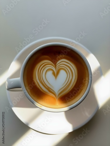 Flat White with Latte Art in a Ceramic Cup