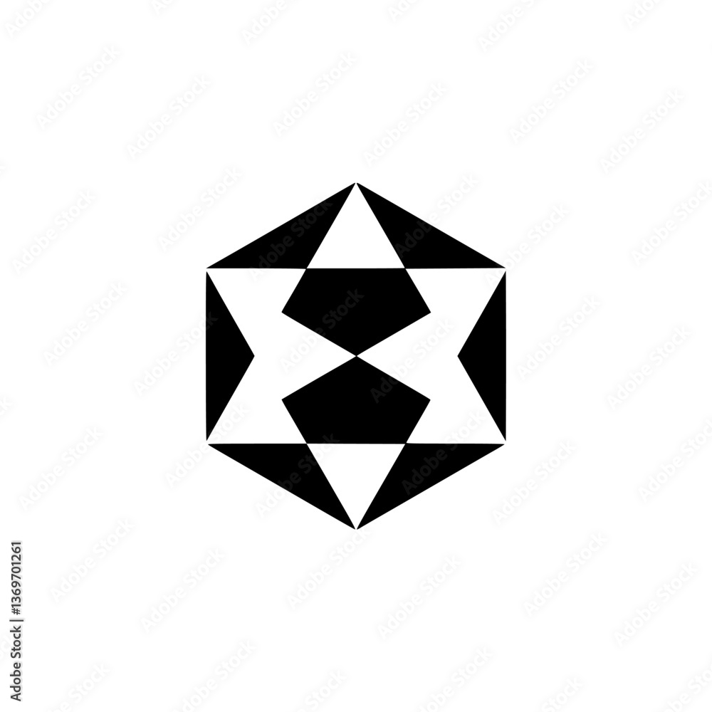 Geometric Black and White Hexagon Logo Design Geometric Black and White Hexagon Logo Design