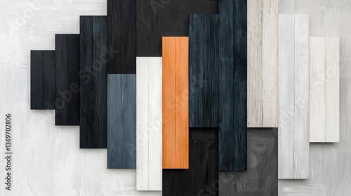 Diverse wood planks in varied shades and hues arranged in an overlapping pattern