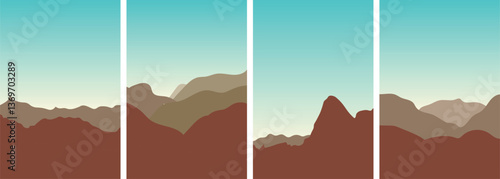 Abstract Mountain Aesthetic wall art vector.